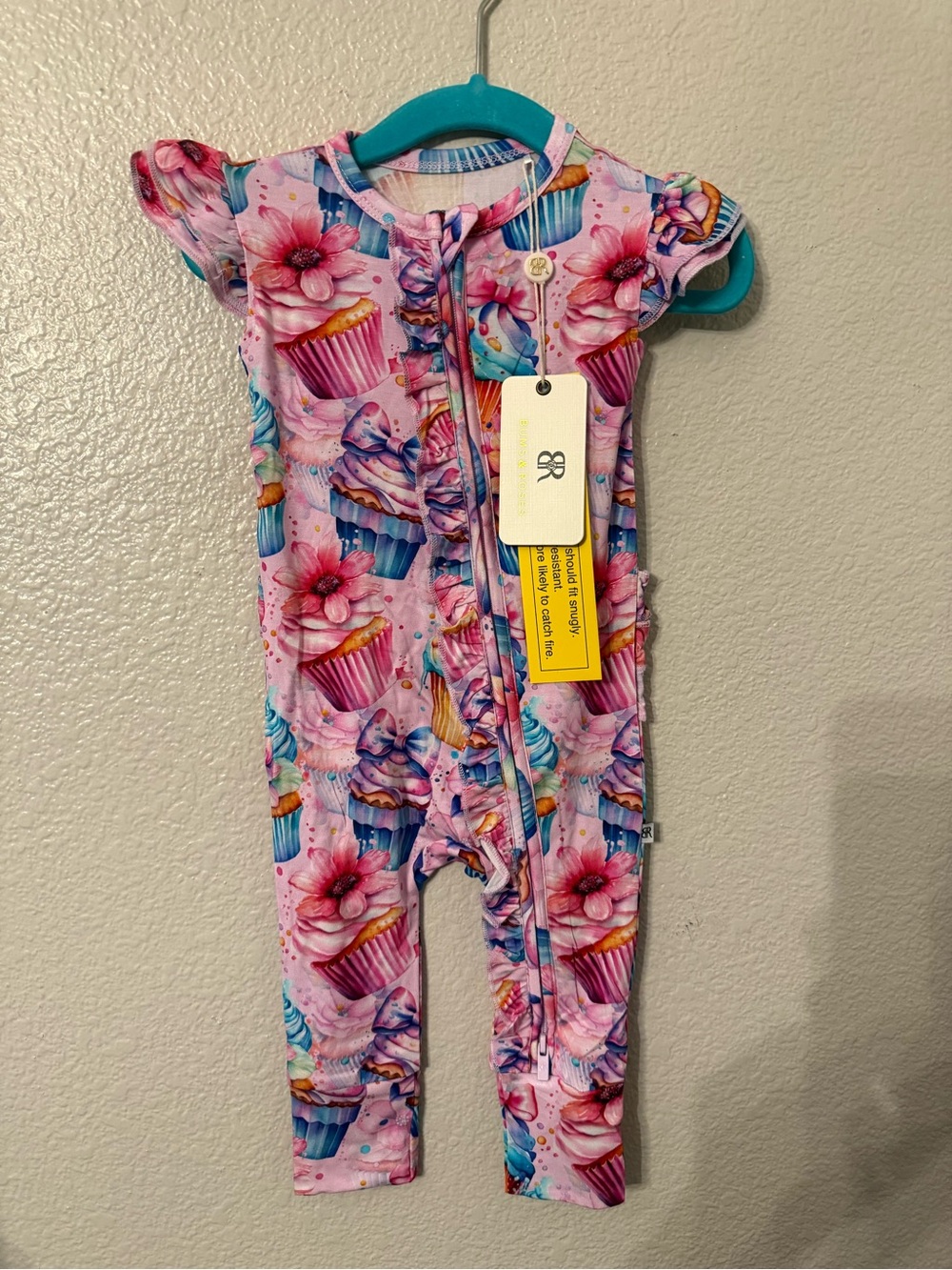 Girls' Pink Cupcake Floral Zip-Front Pajama Set
